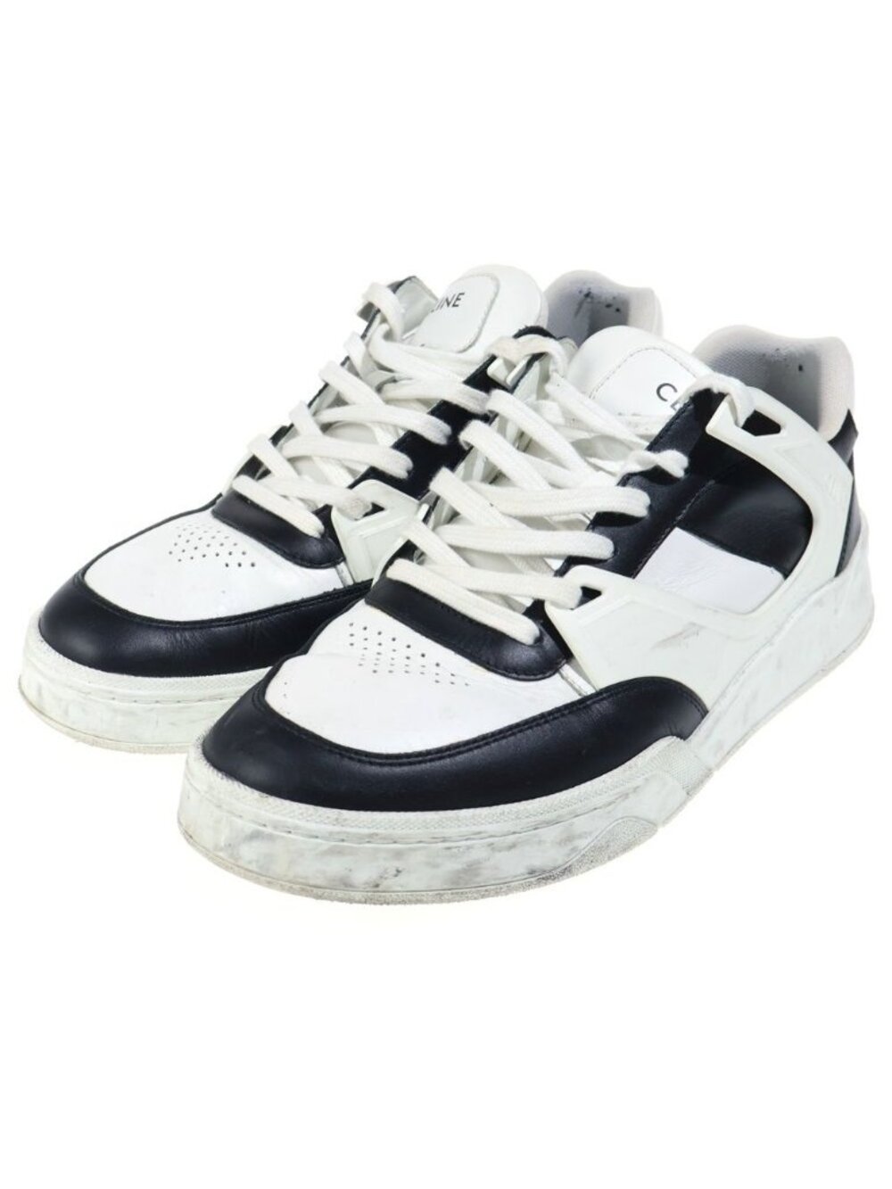 Celine Leather Lace Up Sneakers White Black - Picture 2 of 6